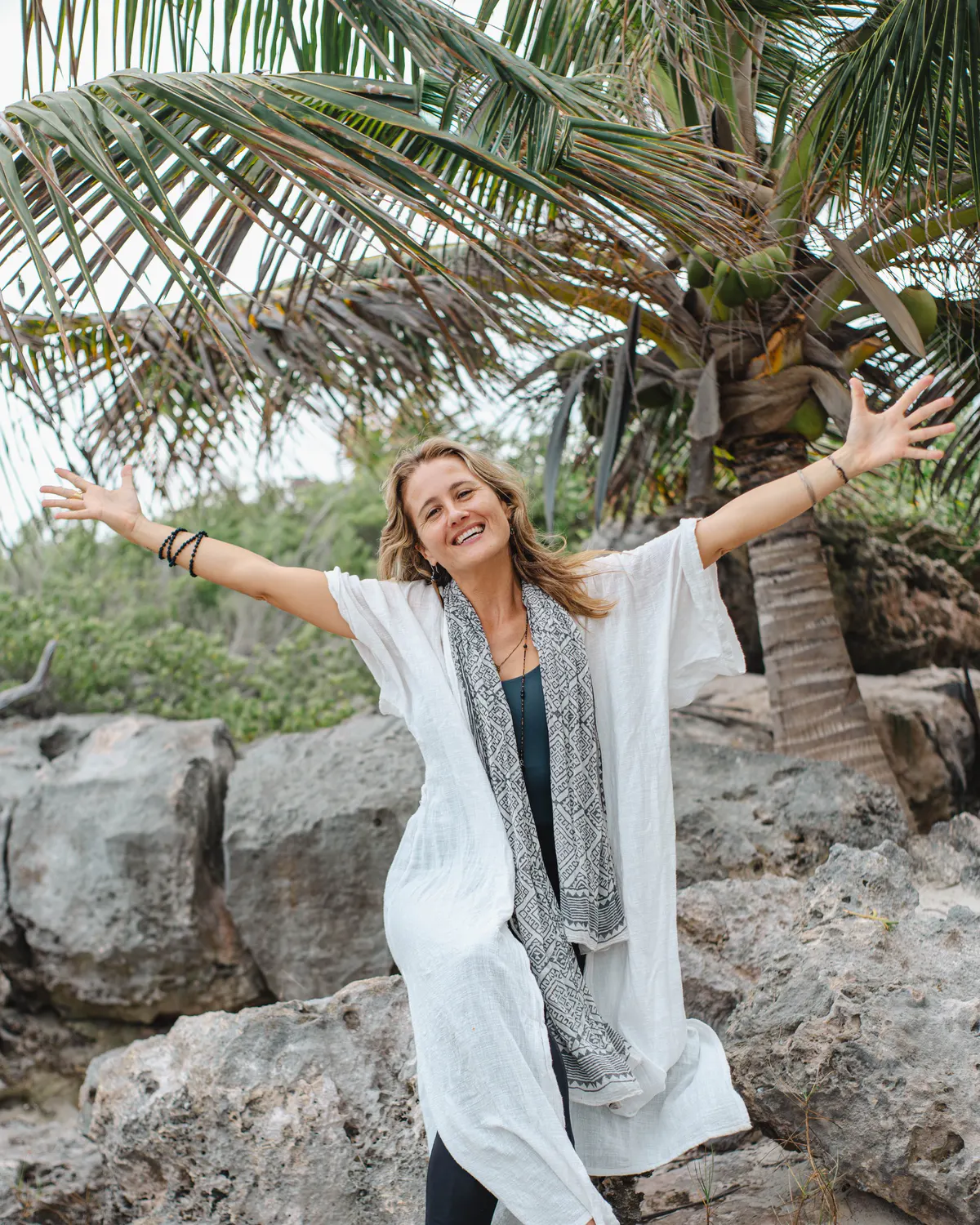 Sabine Binns on the beach in Tulum, from her own photography