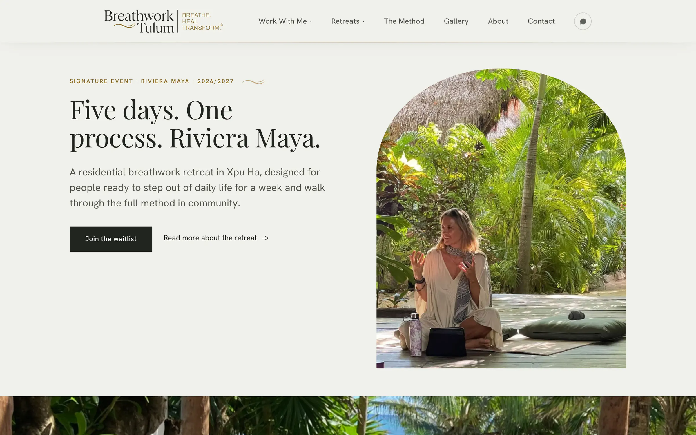 Breathwork Tulum, the Signature Retreat page