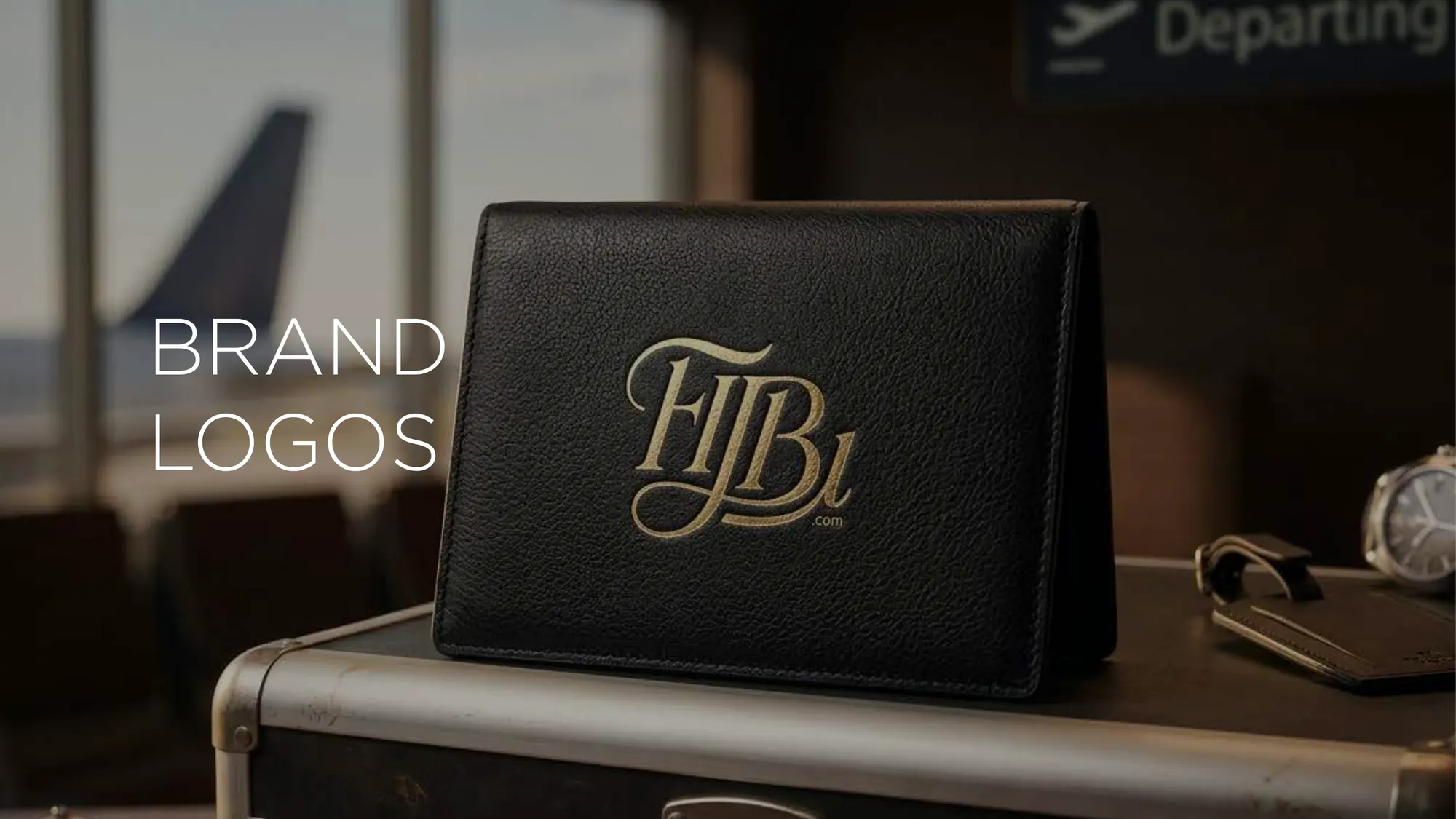 The seal on a black leather passport holder