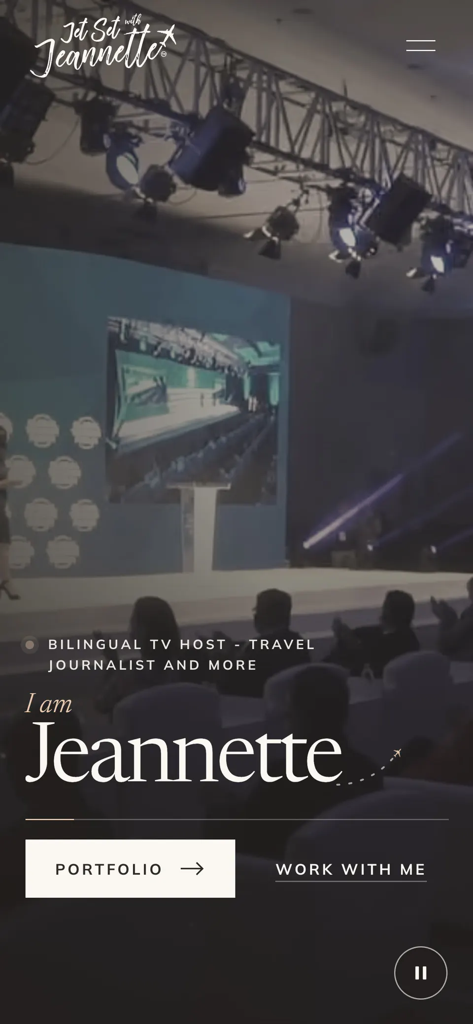 Jetset With Jeannette, the home page on a phone
