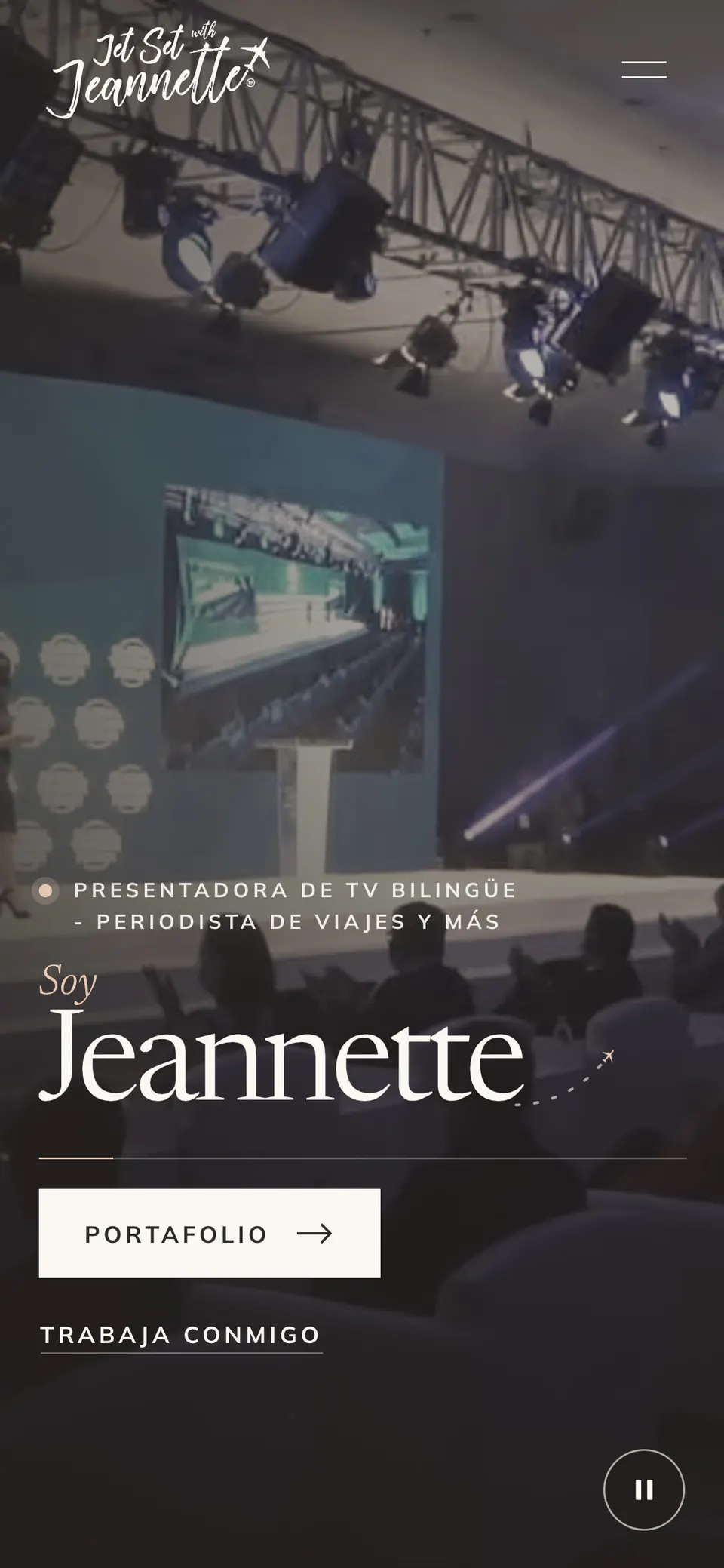 Jetset With Jeannette, the home page in Spanish on a phone