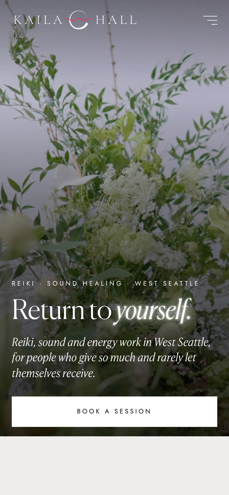 Kaila Hall, the home page on a phone