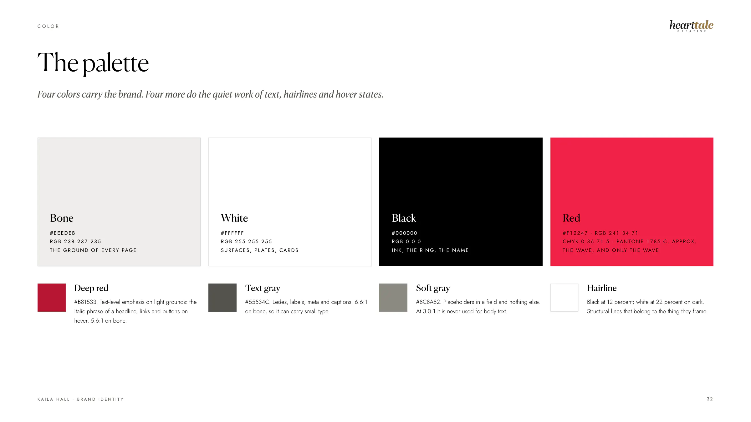 From the brand manual: the palette