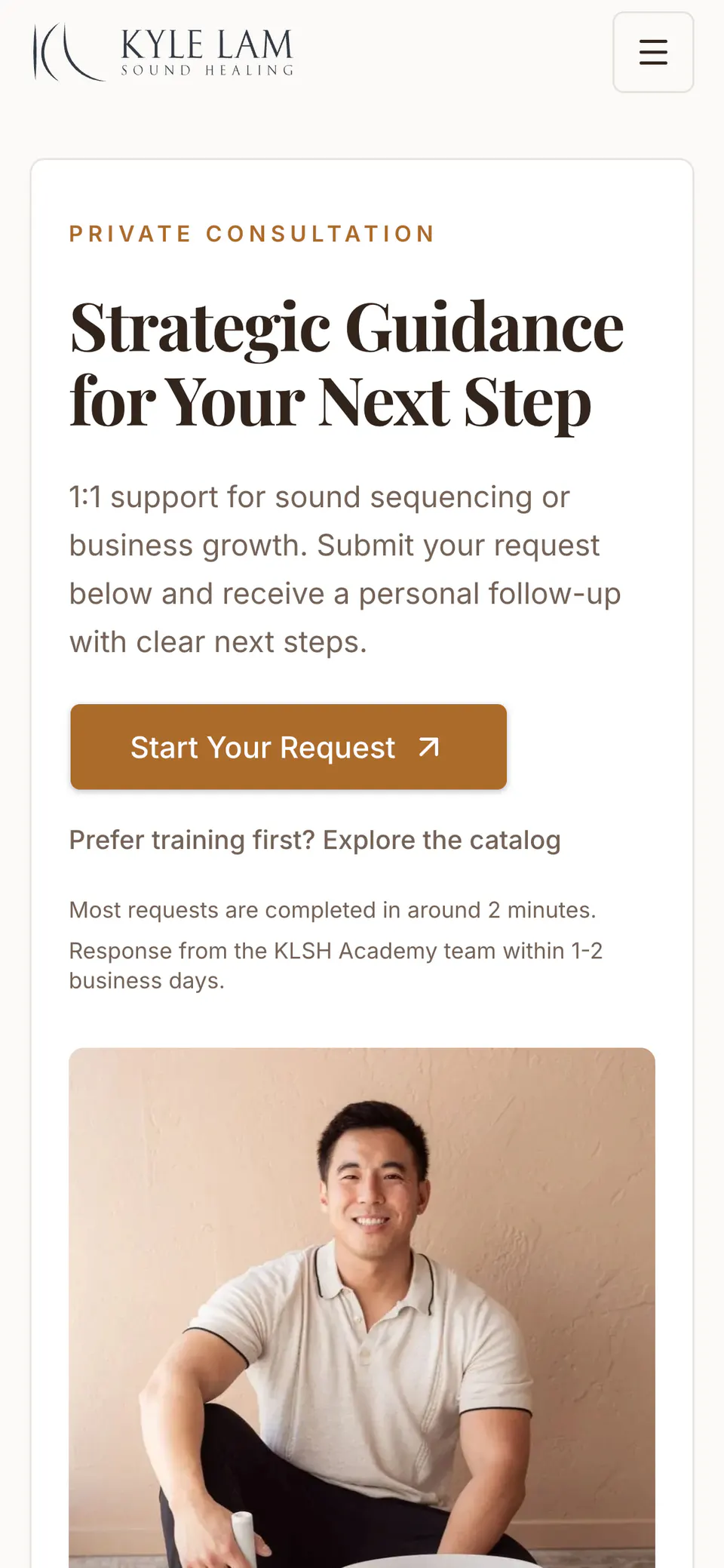 Kyle Lam Academy, the consultation page on a phone