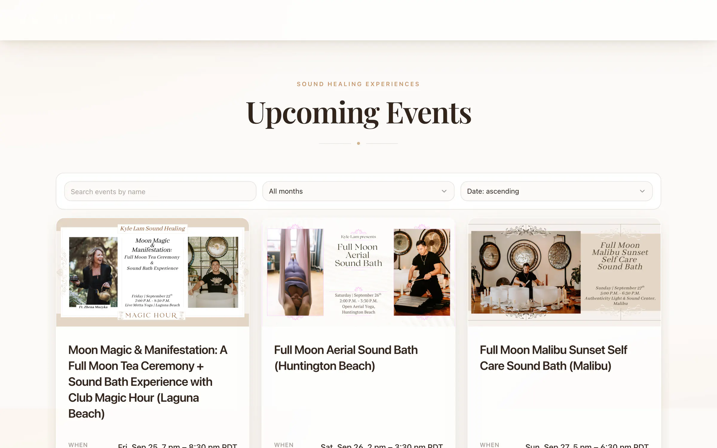 Kyle Lam Events, the upcoming events