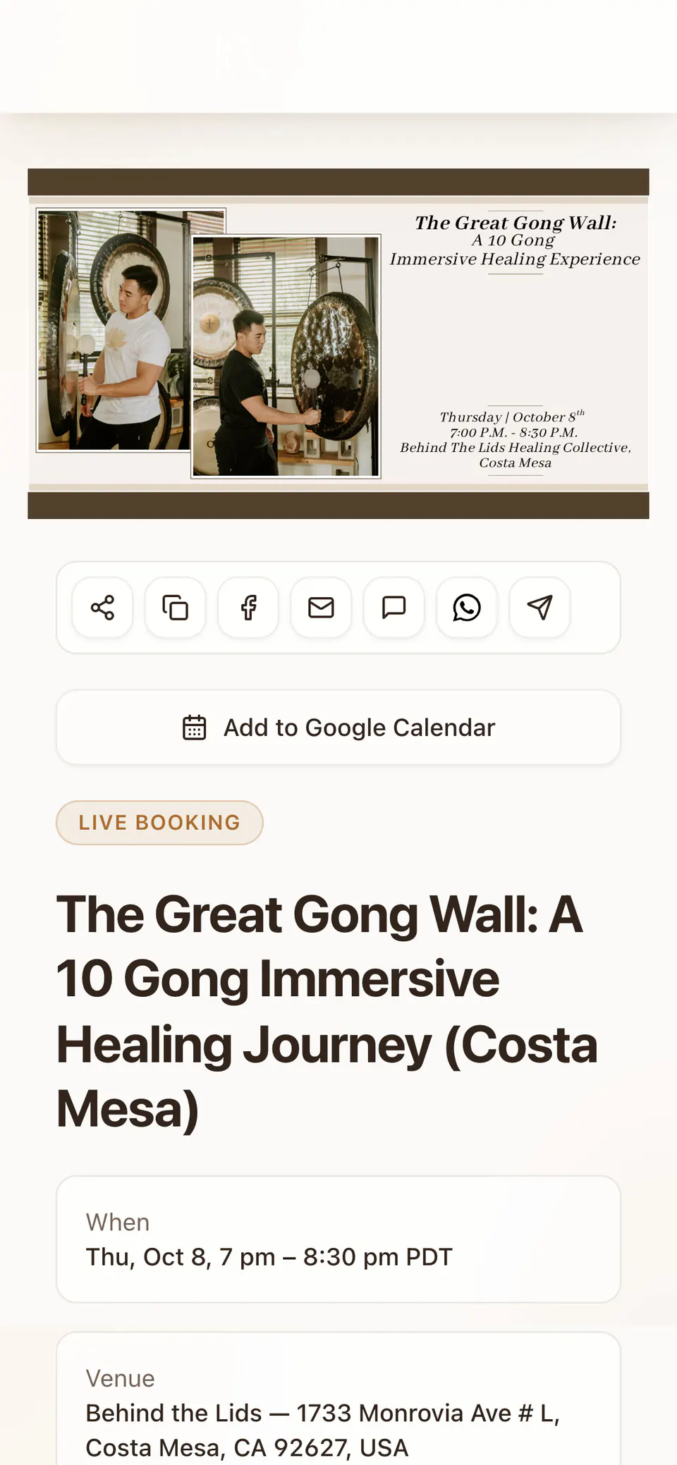 Kyle Lam Events, an event page on a phone