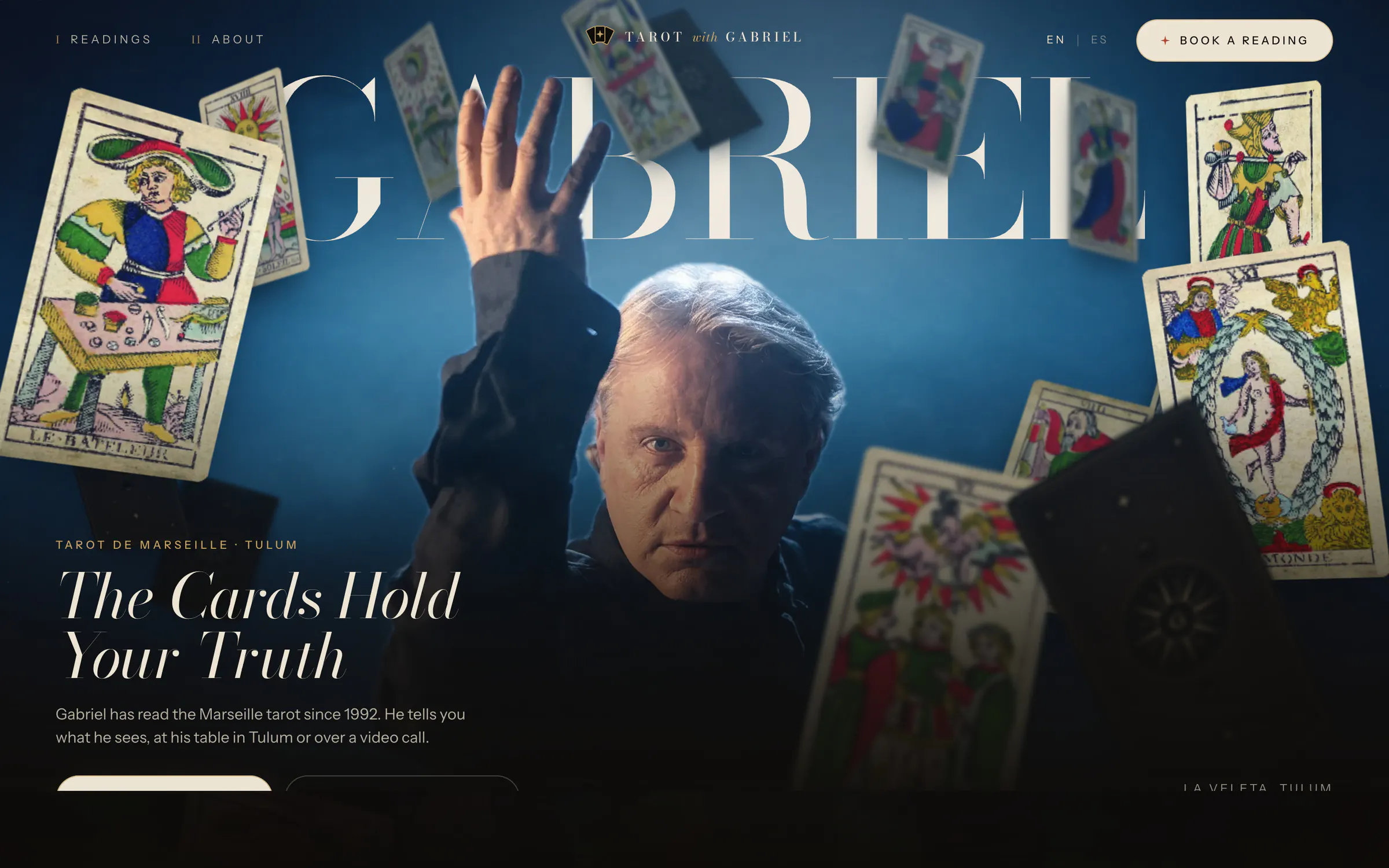 Tarot with Gabriel, the home page