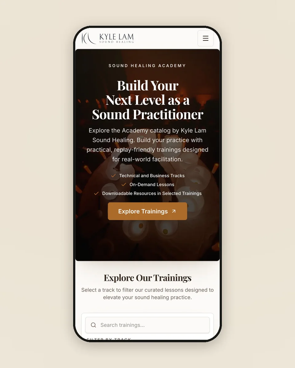 A client platform we built, on a phone